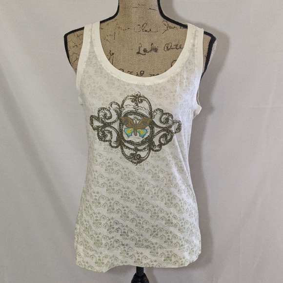 CAbi Tops - CAbi Beaded and Embroidered Butterfly Tank Top